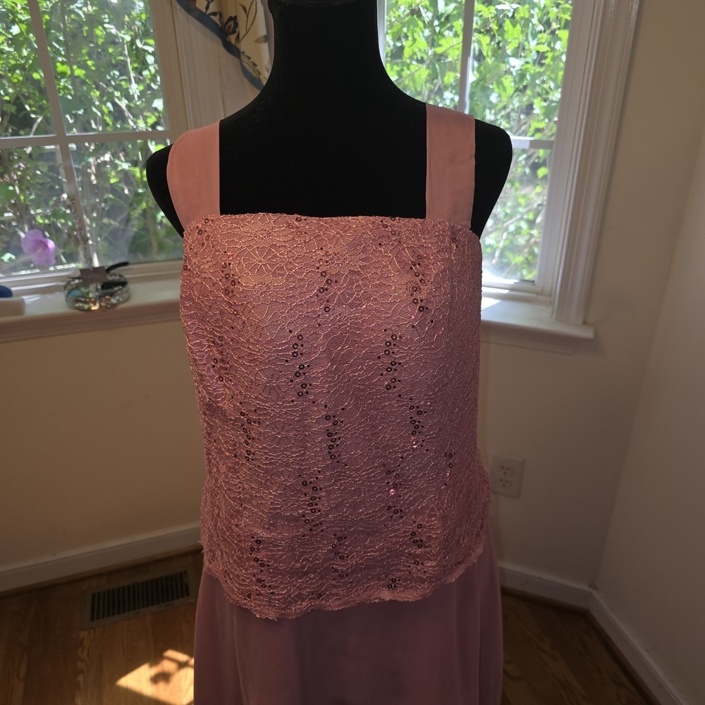 Pink Lace Formal Maxi Dress Sleeveless Evening Gown Party Prom Occasion 18 - Picture 2 of 6